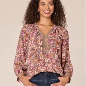 Democracy Graphic Pink and Red Relaxed Blouse